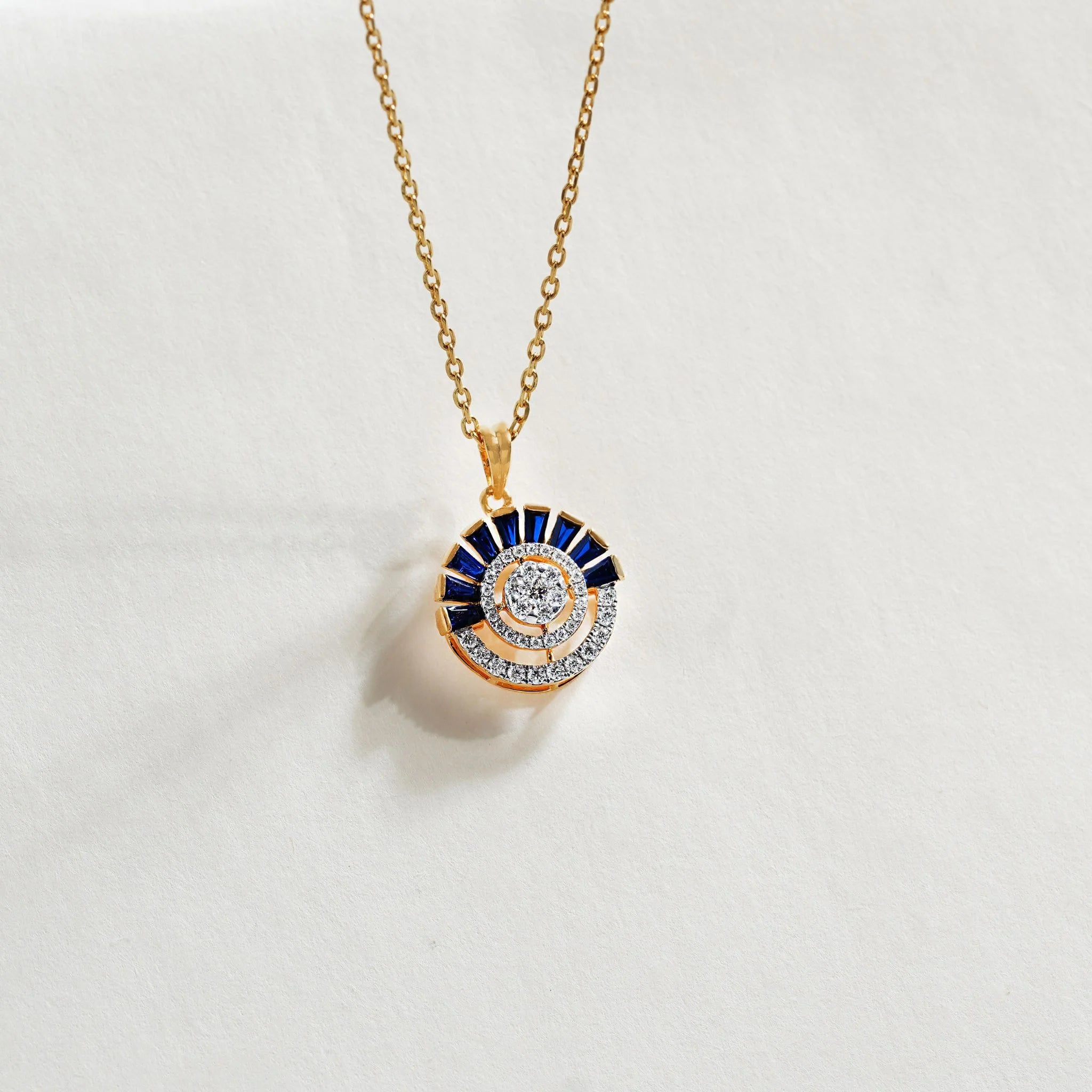 Aura Sapphire Sunburst Pendant