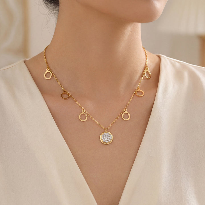 Floral Diamond Charm Necklace