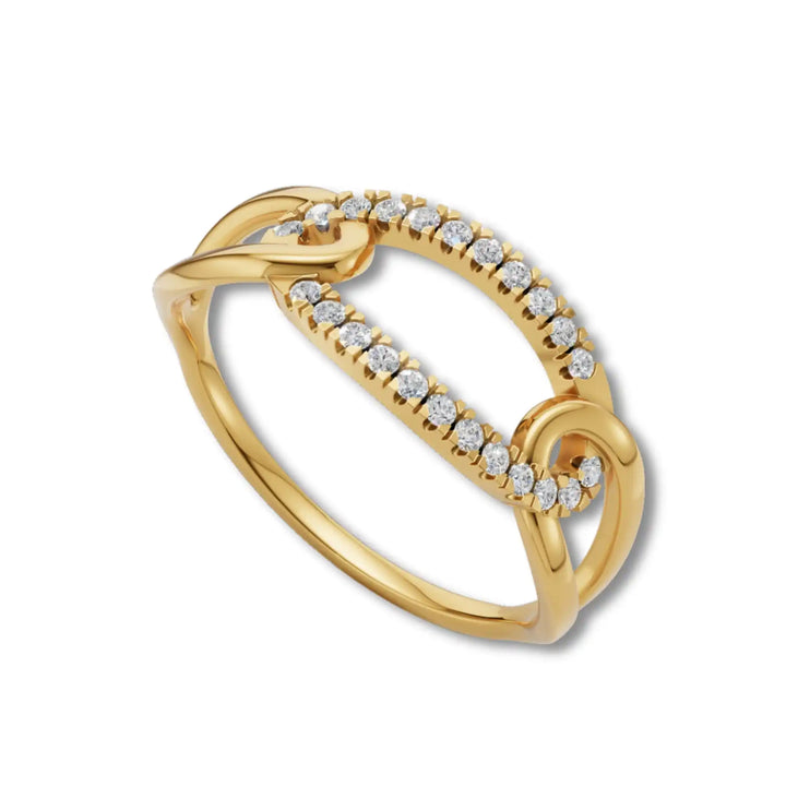 Interlinked Oval Monzonite Diamond Ring