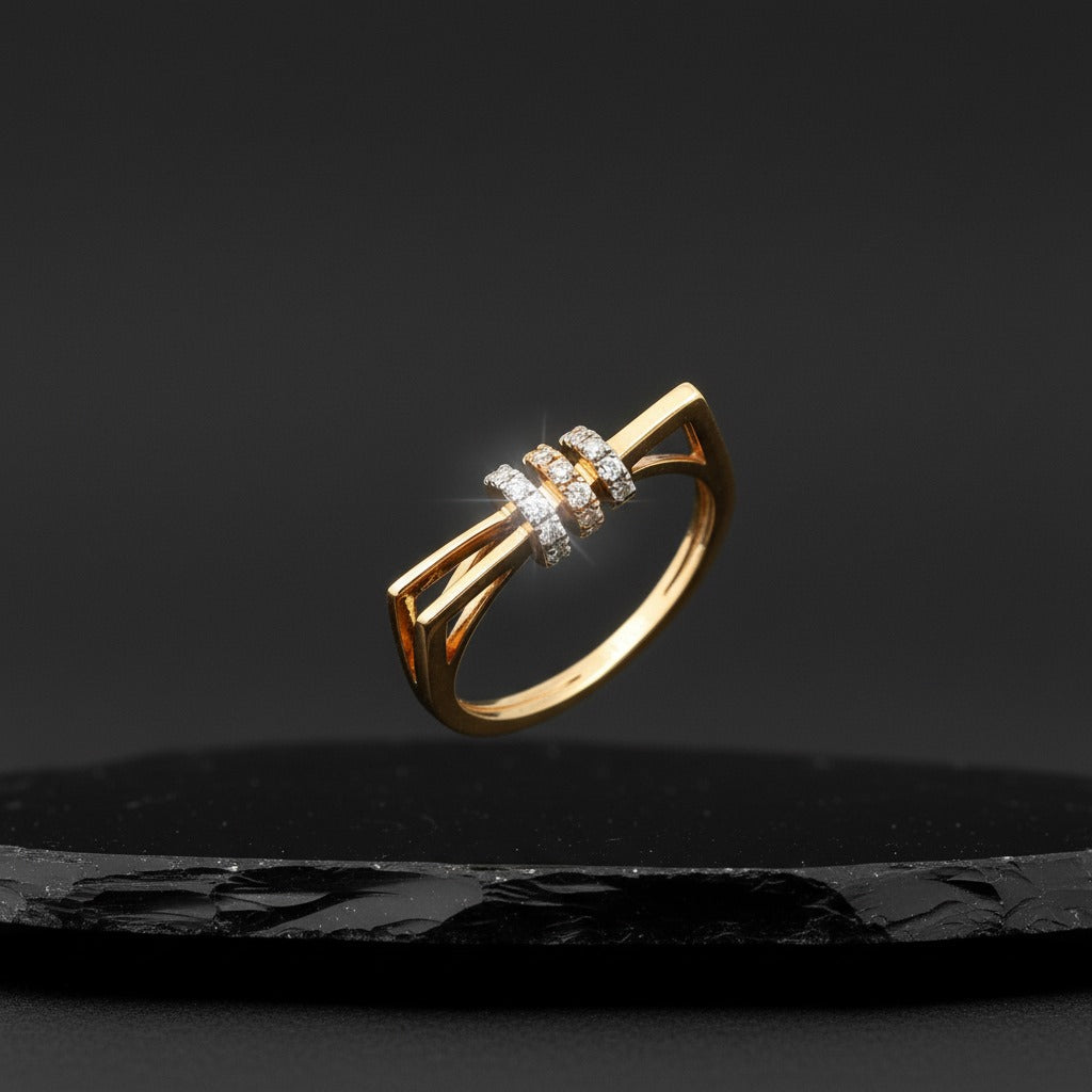 Triple Bar Monzonite Diamond Ring
