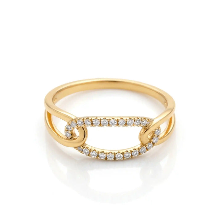 Interlinked Oval Monzonite Diamond Ring