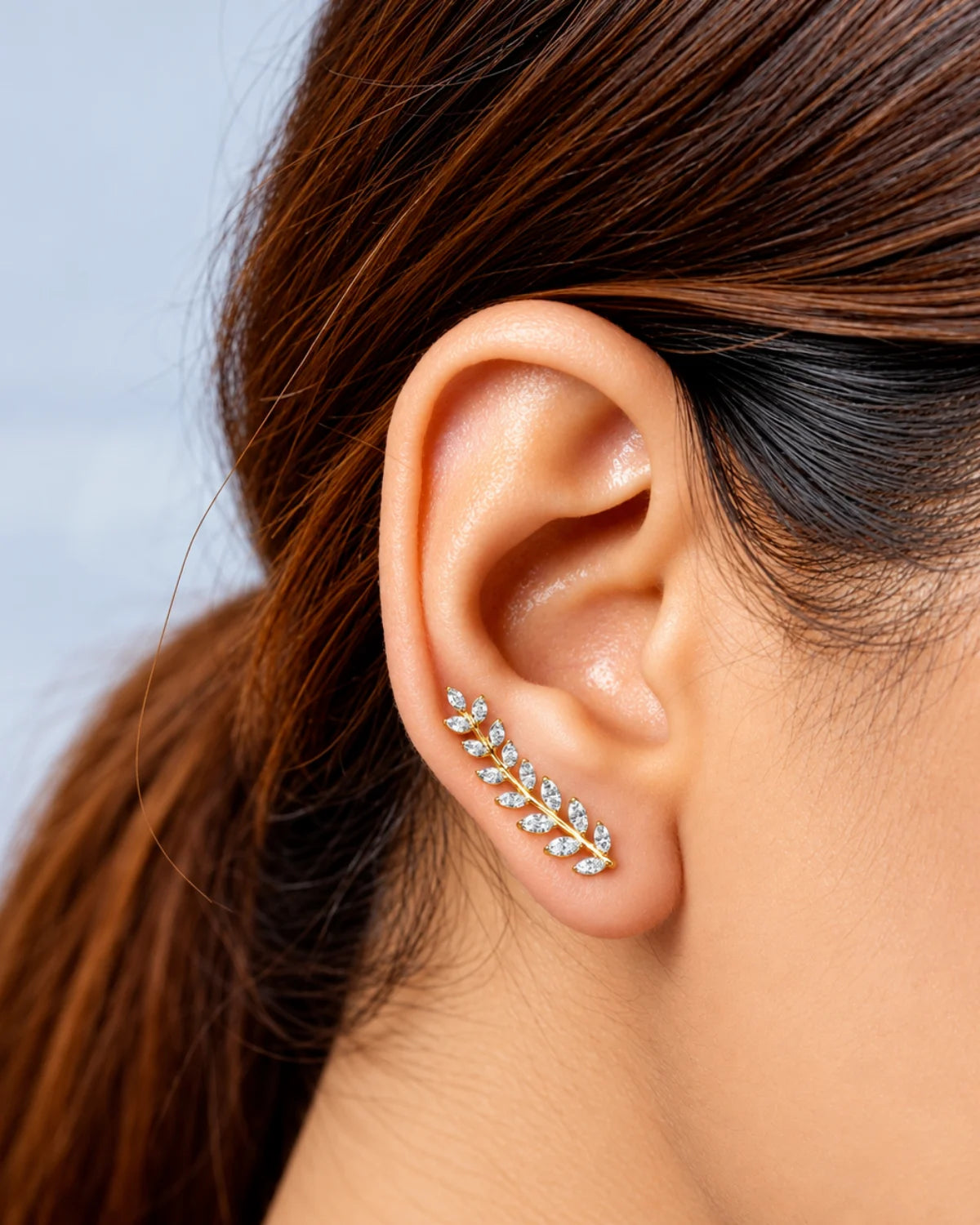 Leafy Diamond Ear Cuff | Gold Vermeil