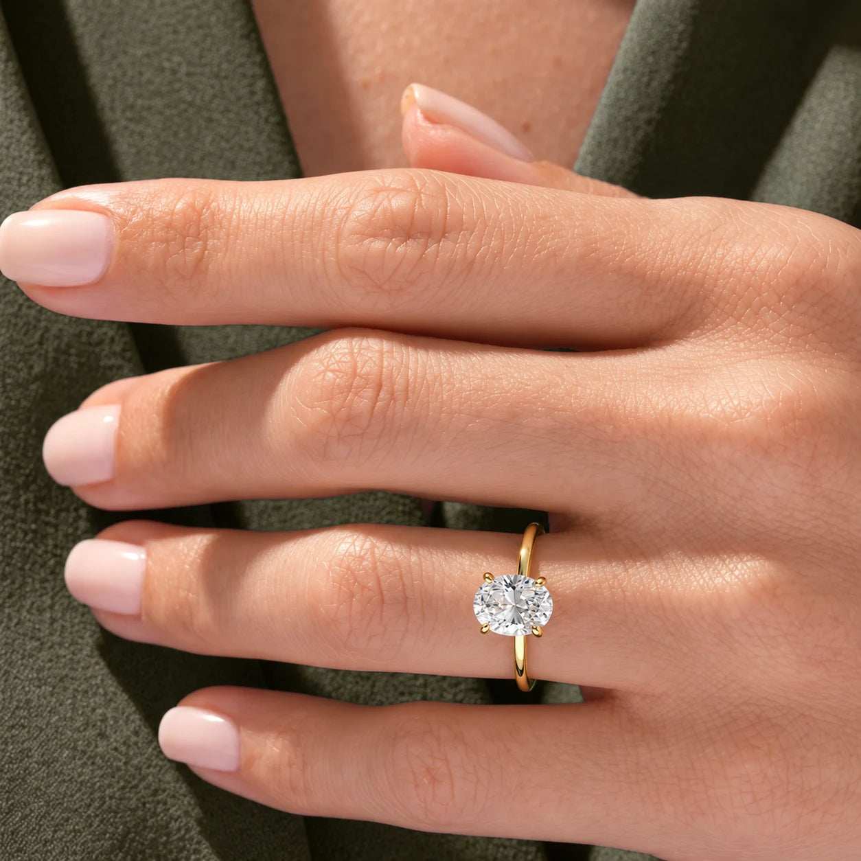 2ct Oval cut Solitaire ring | Gold Vermeil