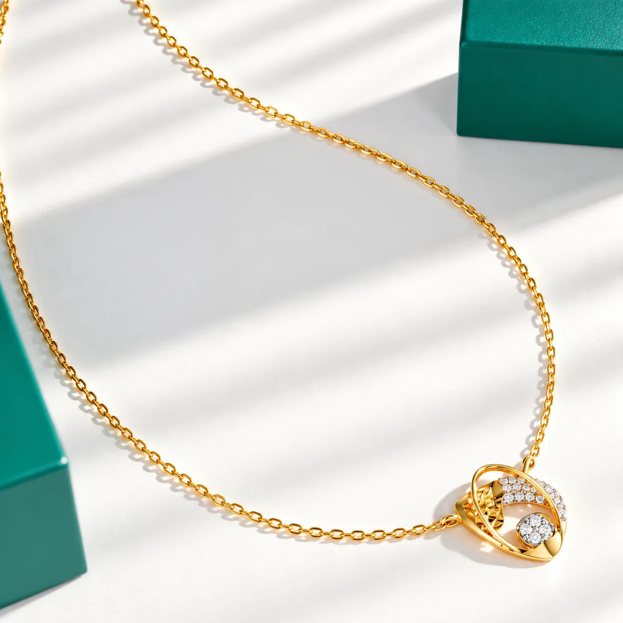 Golden Orbit Moissanite Pendant