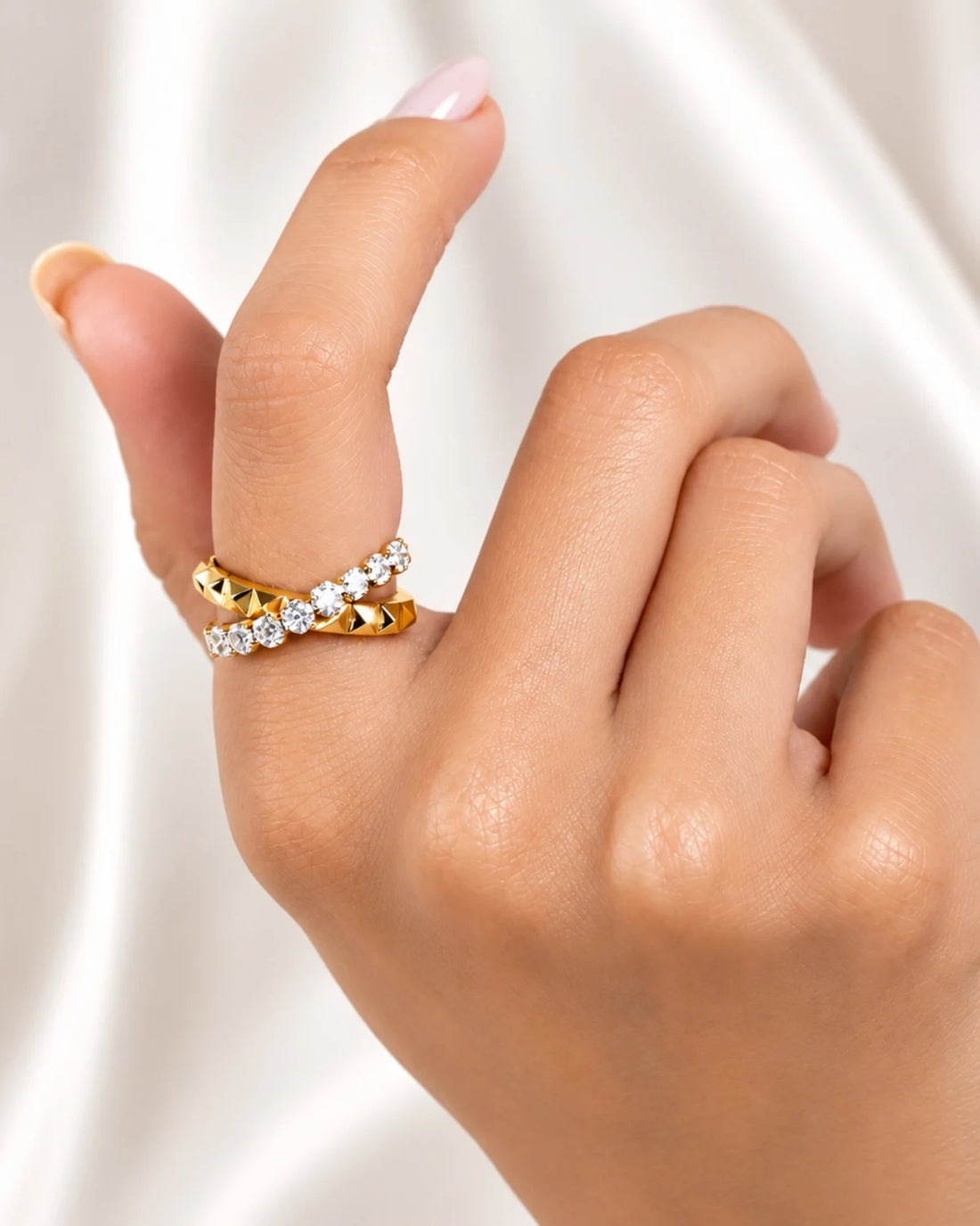 Criss-Cross Ring with Moissanite Diamond