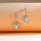 Round Halo Drop Earrings | Gold Vermeil