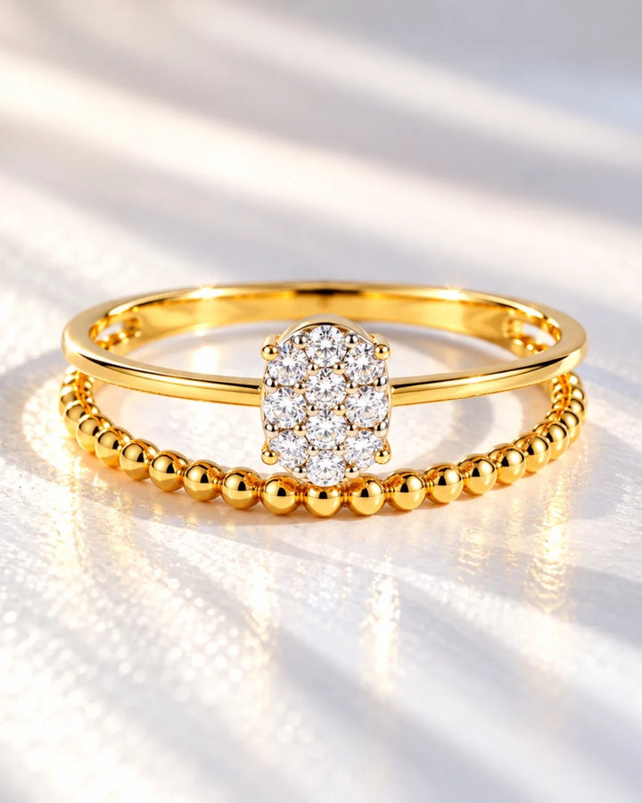 Beaded Dual-Band Ring | Gold Vermeil