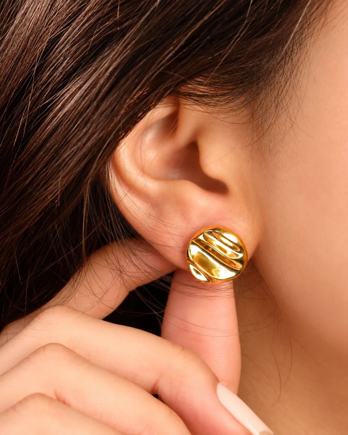 Bold Round Textured Stud Earrings