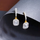 Emerald Halo Drop Earrings | Gold Vermeil