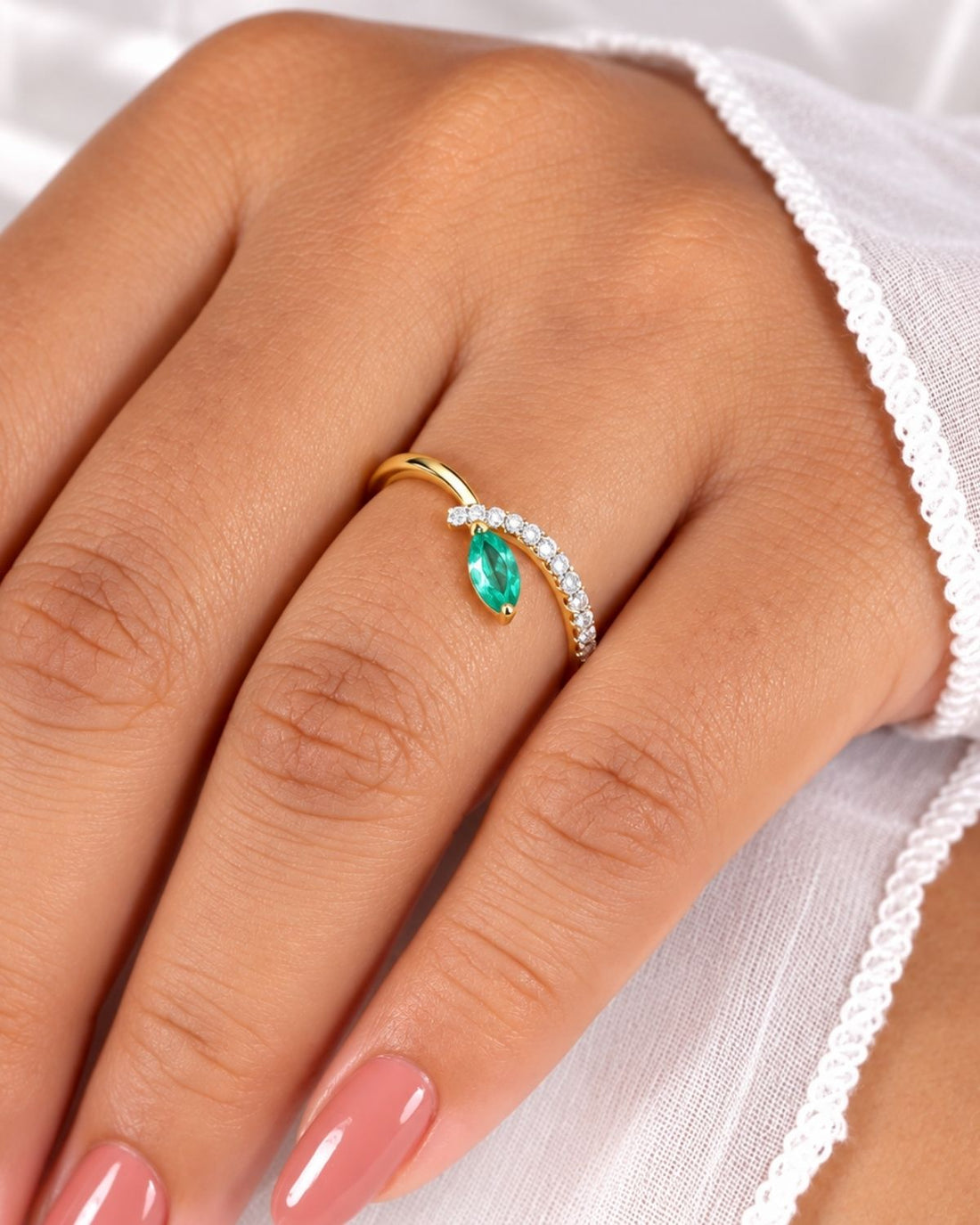 Green Lime Gemstone Ring | Gold Vermeil