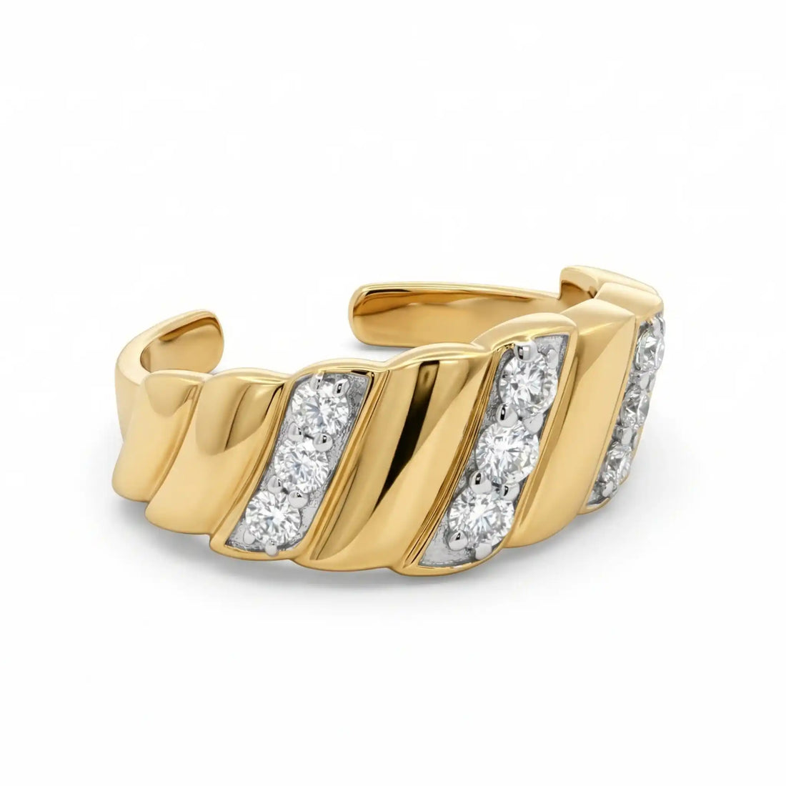 Gold-Plated Adjustable Monzonite Diamond Ring