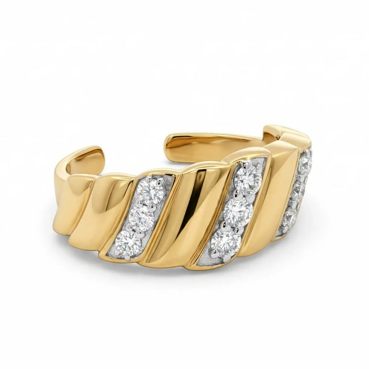 Gold-Plated Adjustable Monzonite Diamond Ring