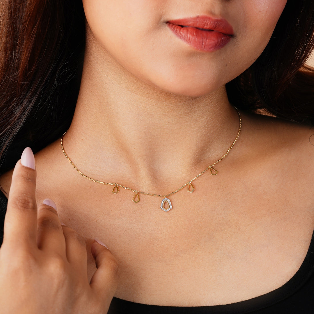 Geometric Diamond charm Necklace