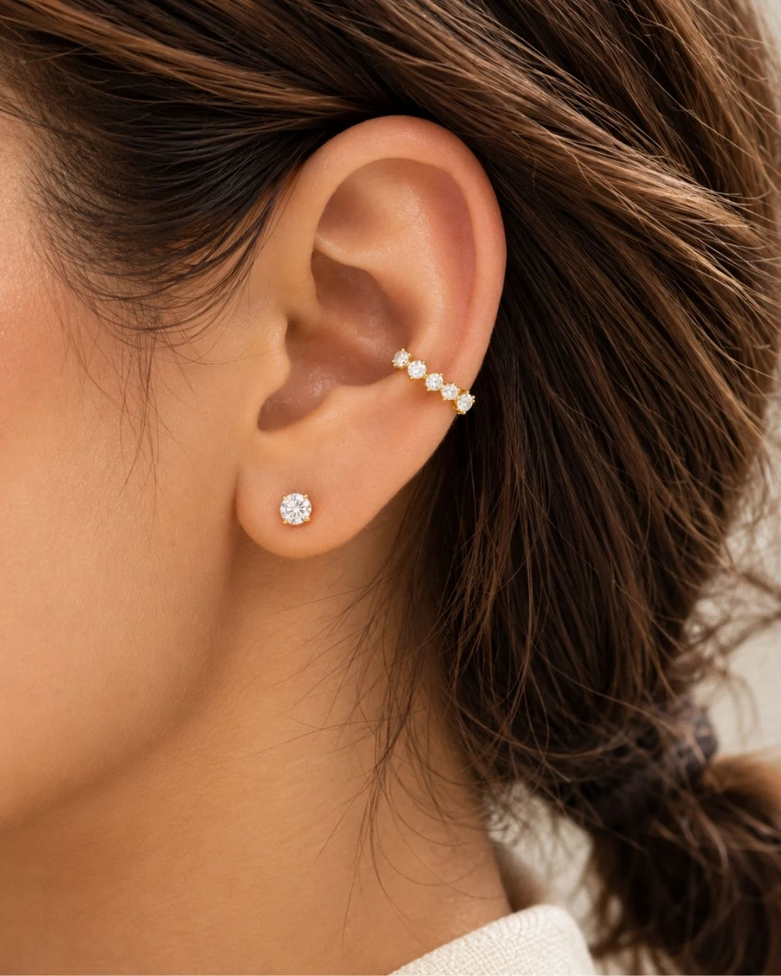 Ovia Moissanite Ear Cuff | Gold Vermeil