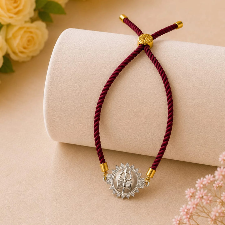 Mahadev Trishul Damru Adjustable Silver Rakhi