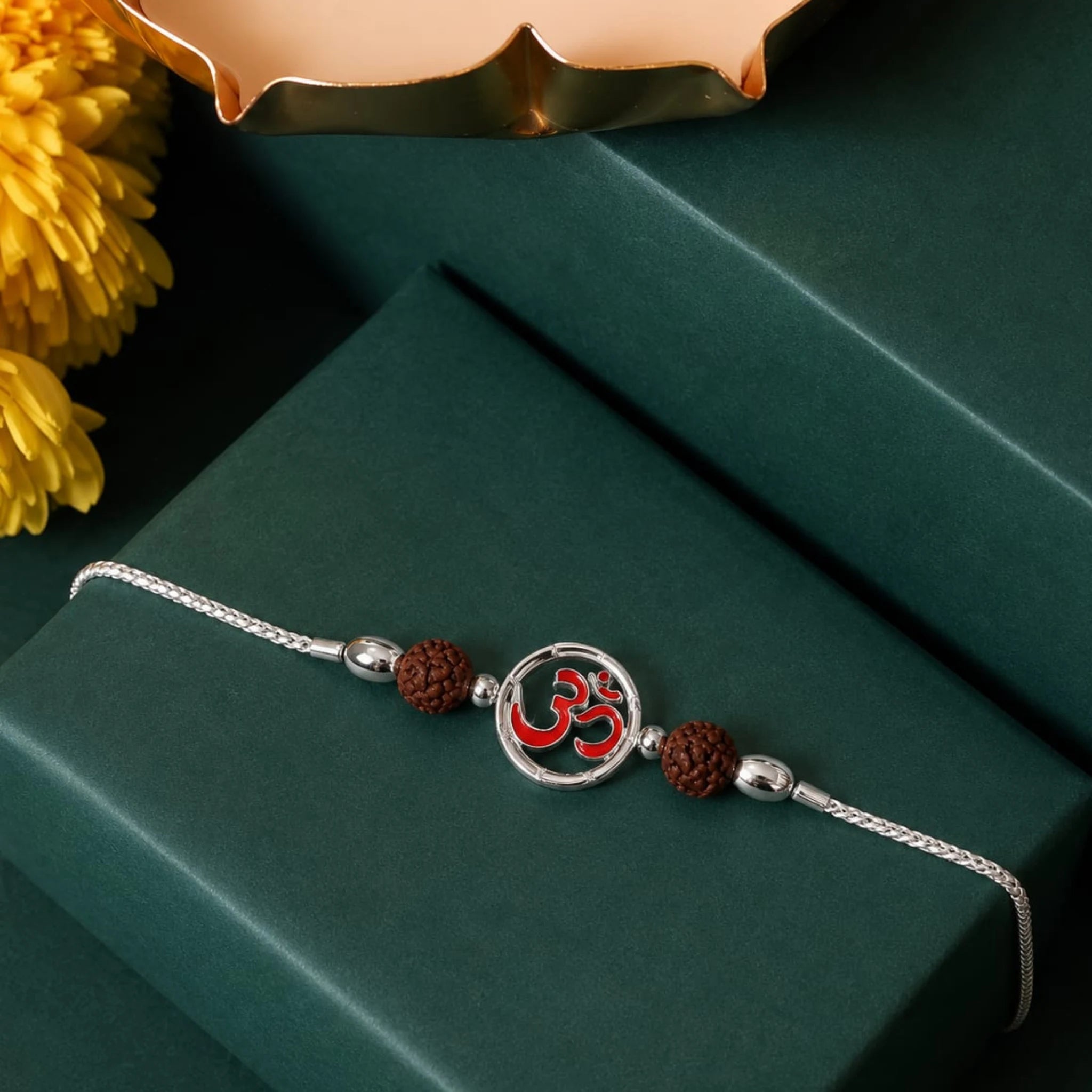Shree Om Rudraksha 925 Sterling Silver Rakhi