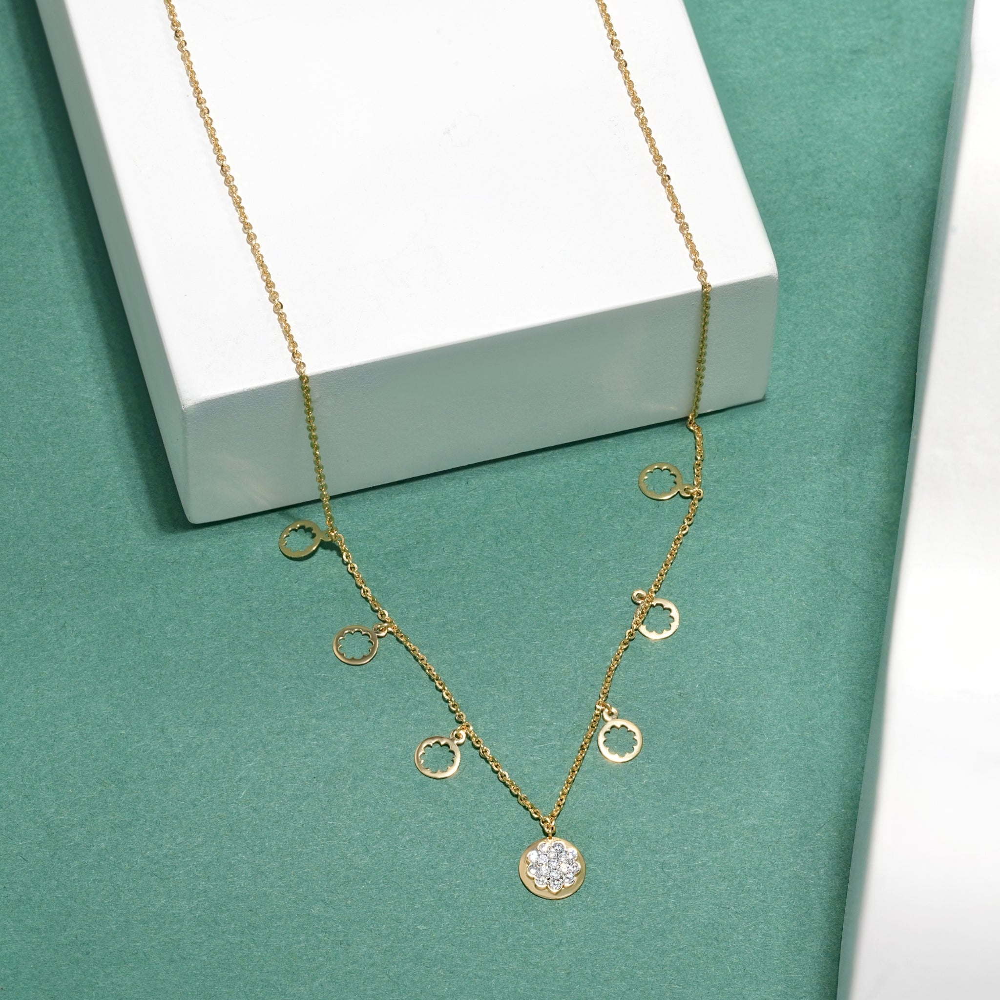 Floral Diamond Charm Necklace