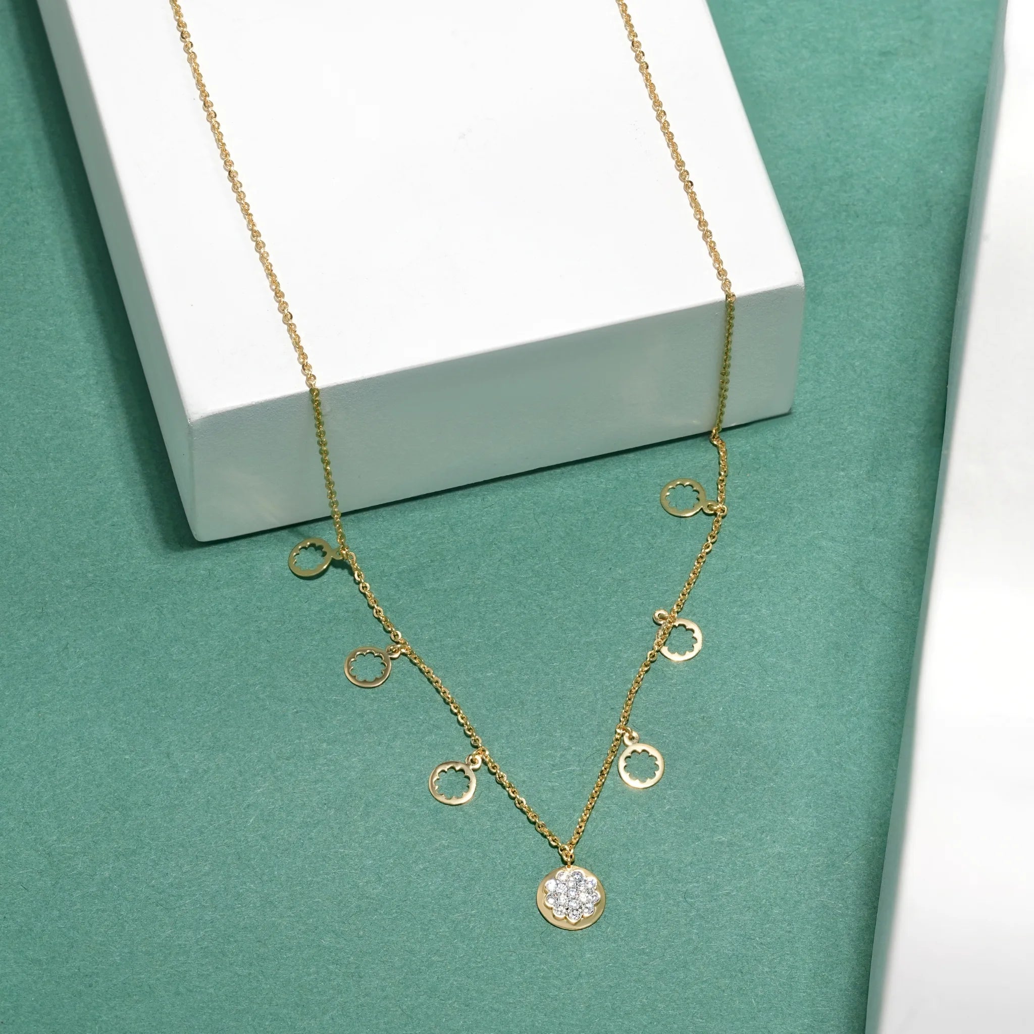 Floral Diamond Charm Necklace