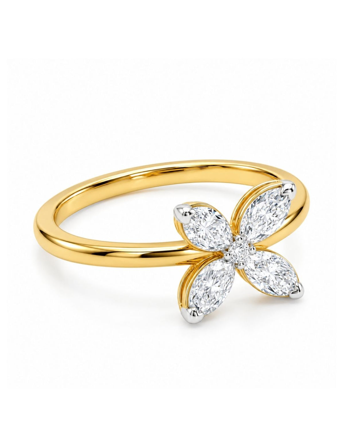 Floral Ring with Moissanite Diamond
