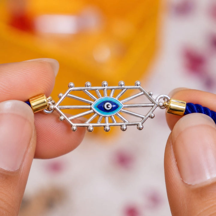 Nazar Adjustable Silver Rakhi