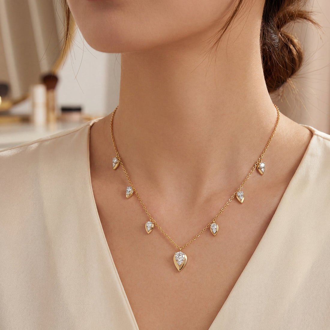 Pear Drop Diamond Necklace