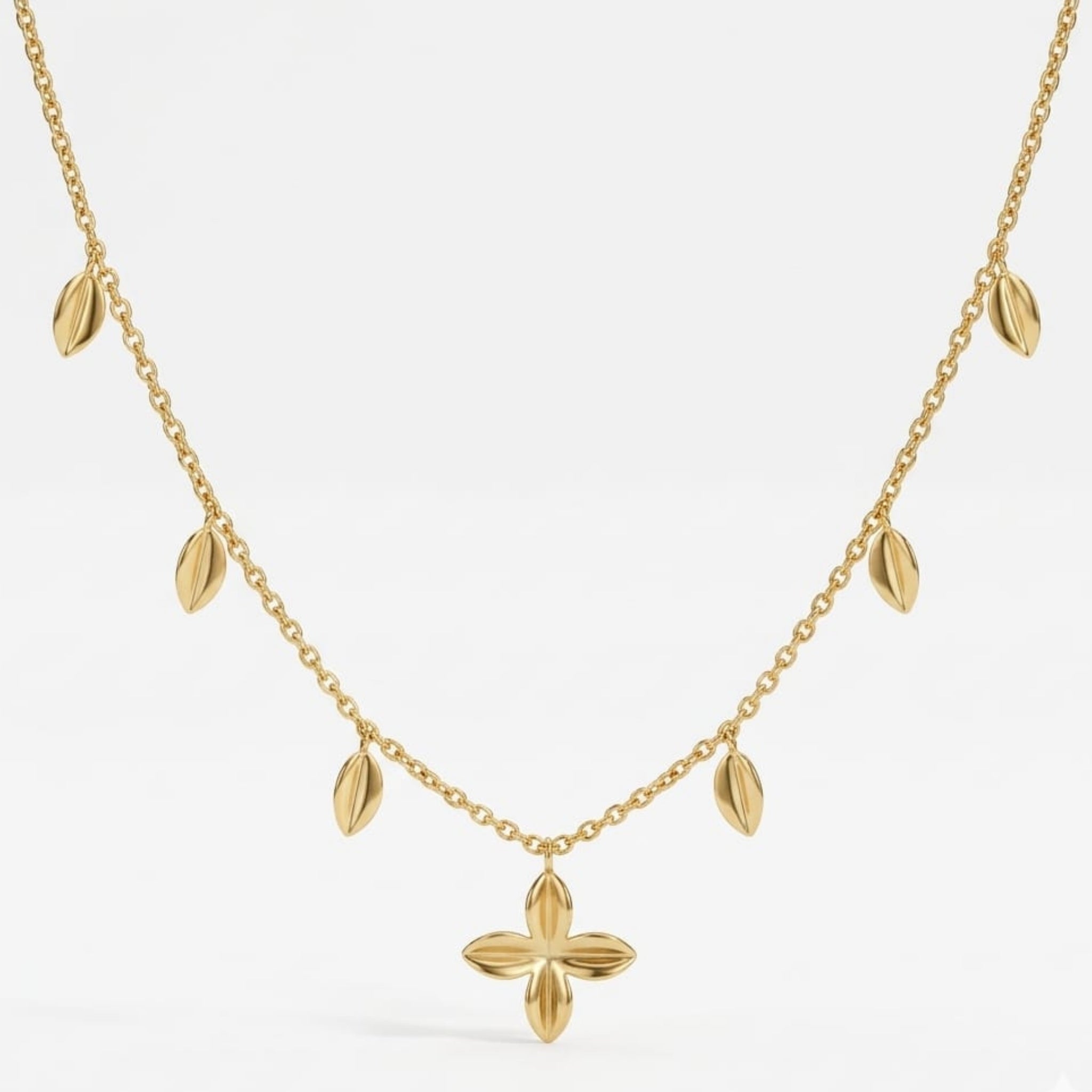 Leaf & Flower Charm Necklace