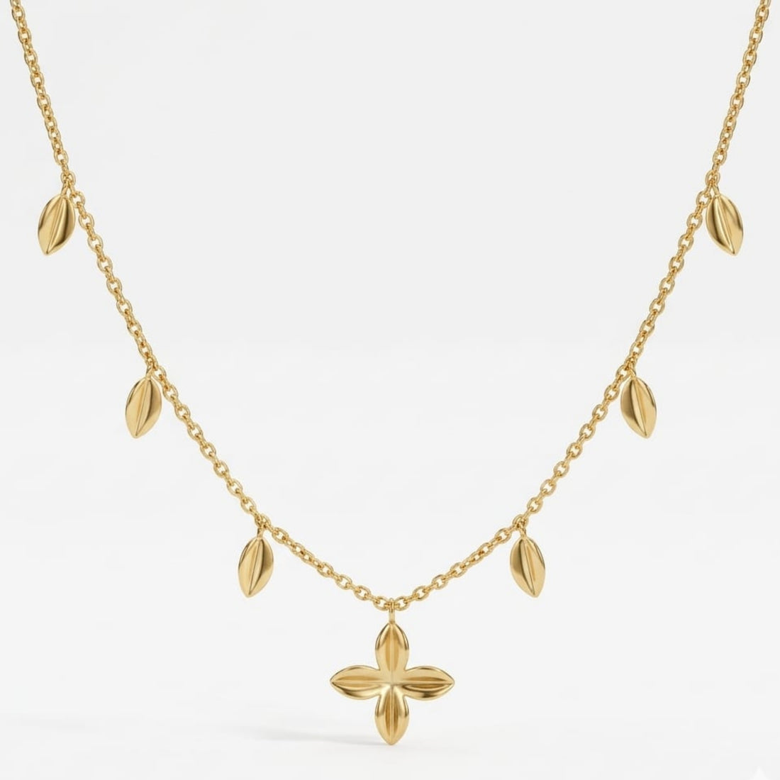 Leaf & Flower Charm Necklace