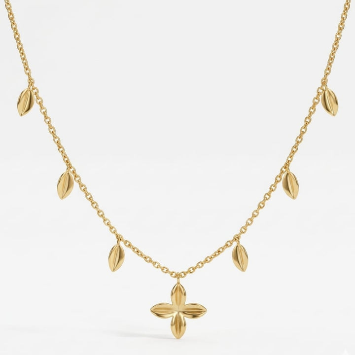 Leaf & Flower Charm Necklace