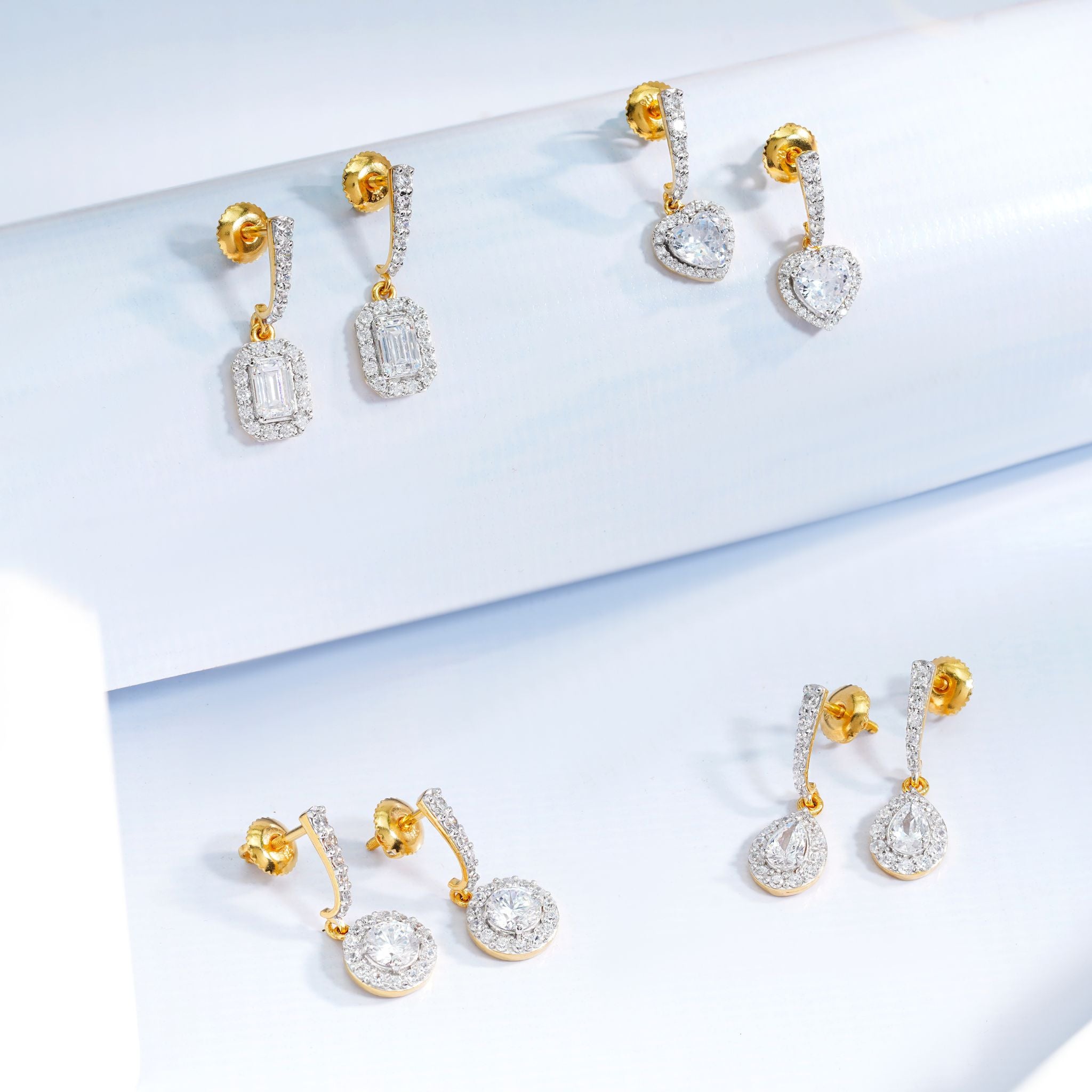 Pear Halo Drop Earrings | Gold Vermeil