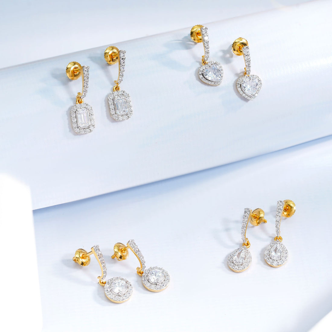 Round Halo Drop Earrings | Gold Vermeil