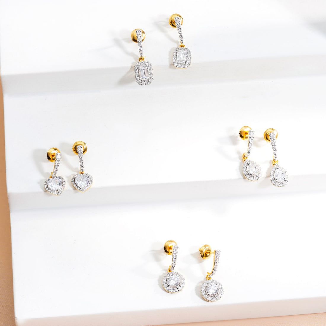 Pear Halo Drop Earrings | Gold Vermeil