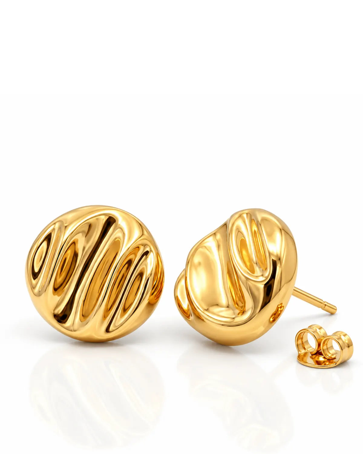 Bold Round Textured Stud Earrings