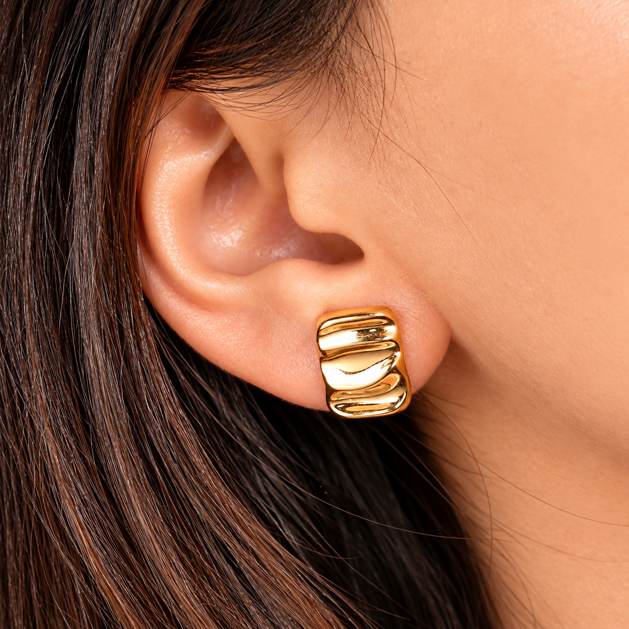 Bold Rectangle Textured Stud Earrings