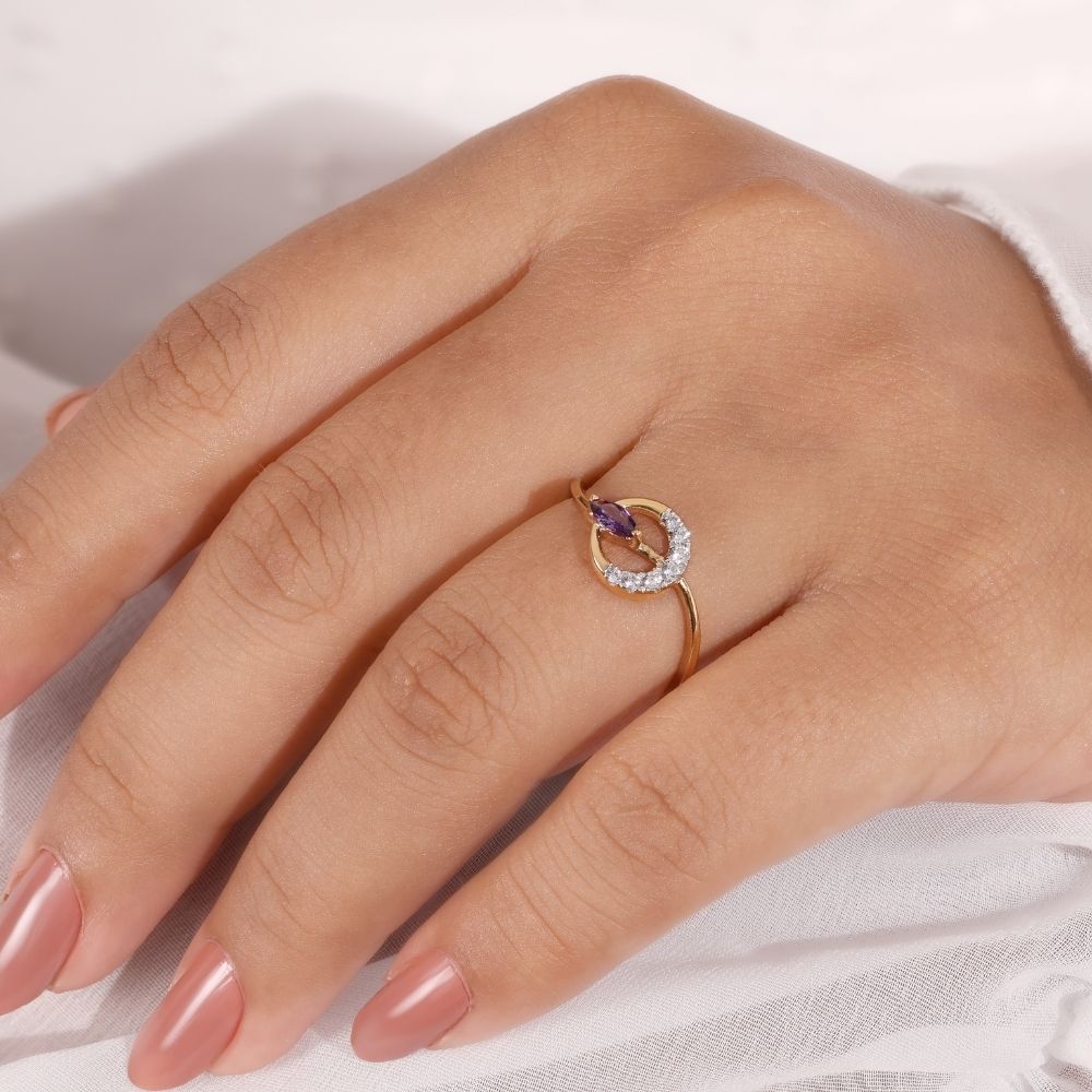Amethyst Marquise Crescent Ring | Gold Vermeil