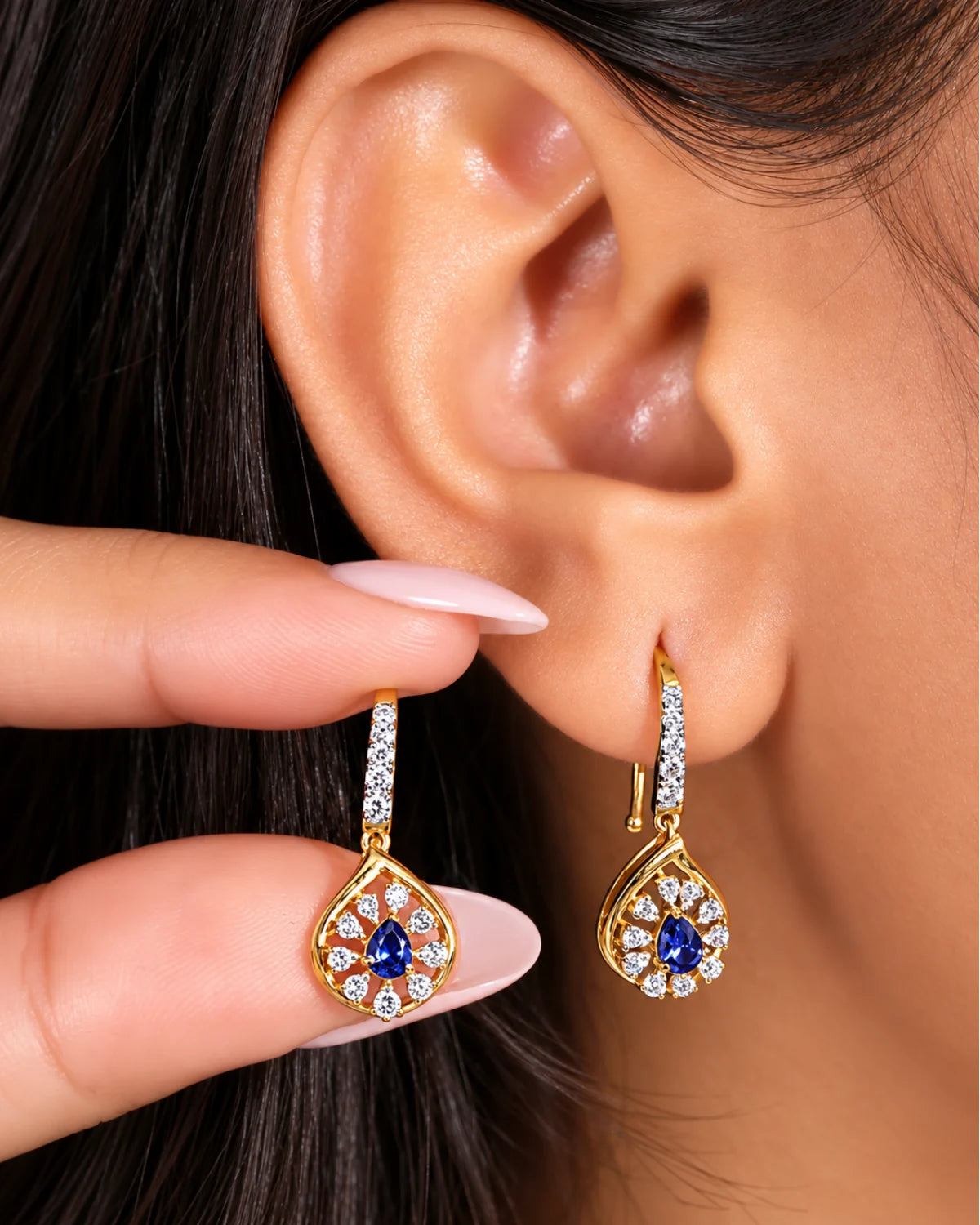 Tanzanite Teardrop Drops | Gold Vermeil
