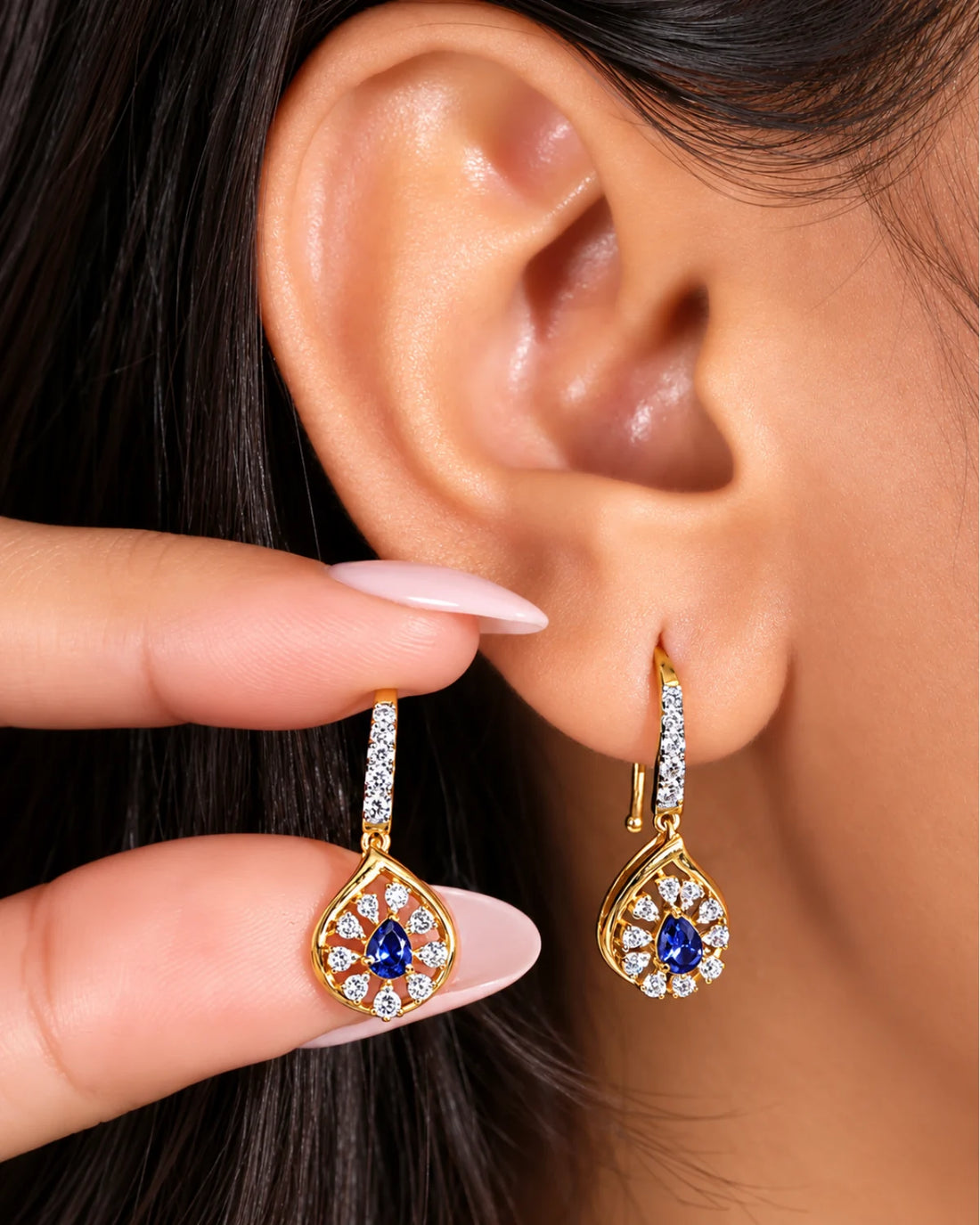 Tanzanite Teardrop Drops | Gold Vermeil