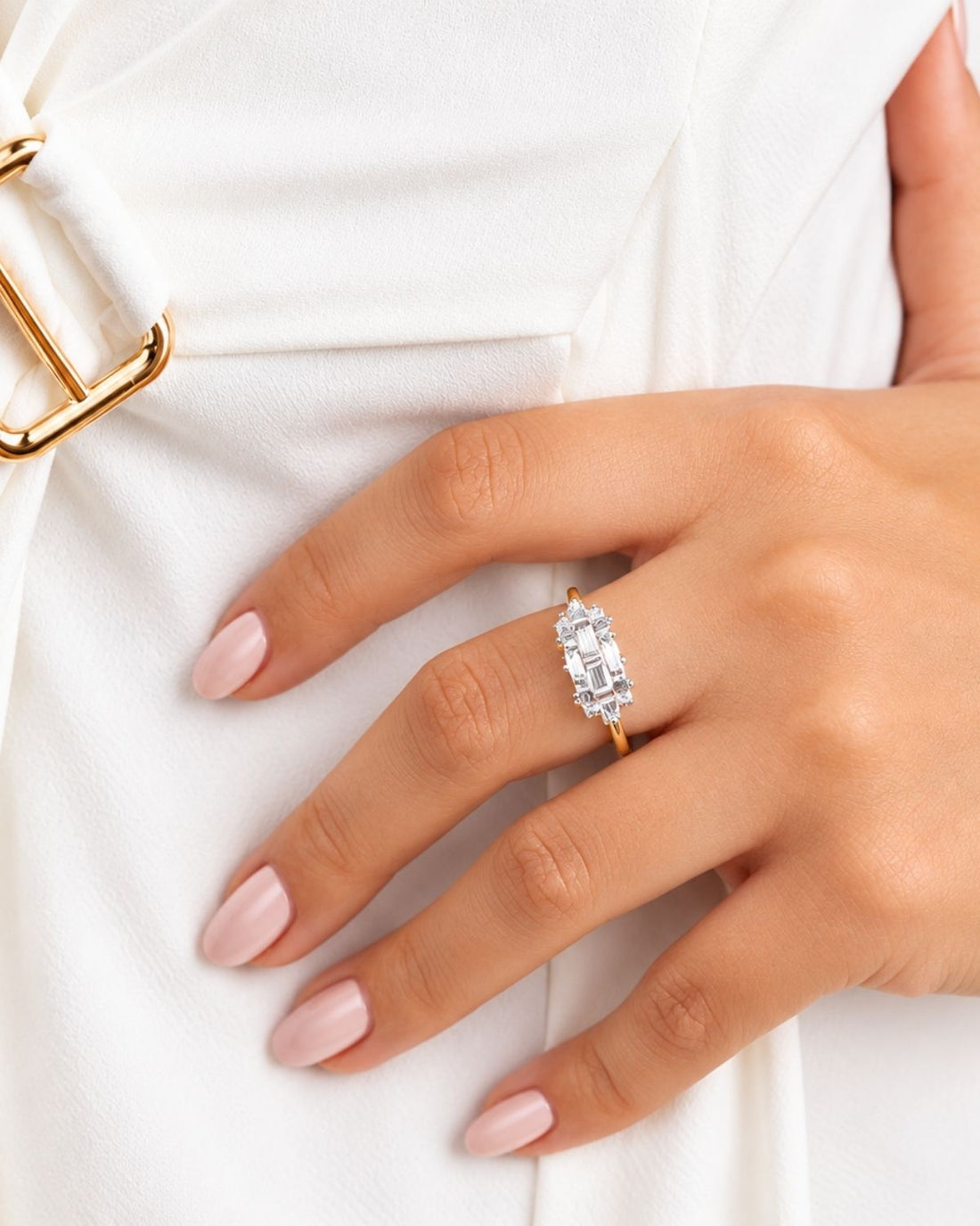 Gold Plated Baguette Diamond Ring