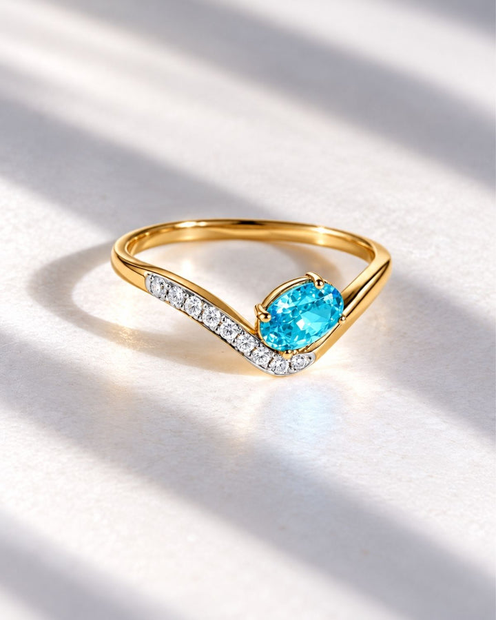 Oval aquamarine curved ring | Gold Vermeil
