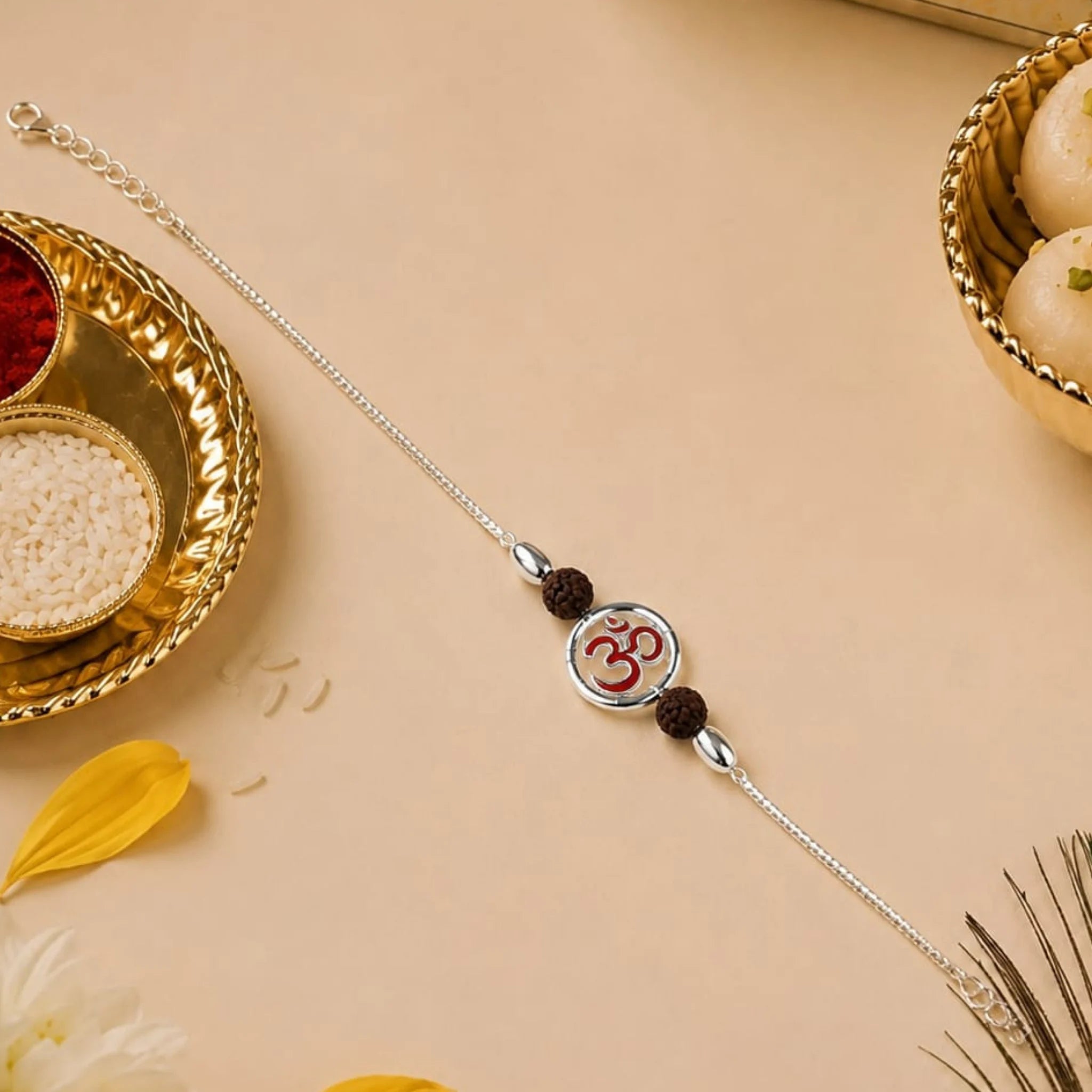 Shree Om Rudraksha 925 Sterling Silver Rakhi