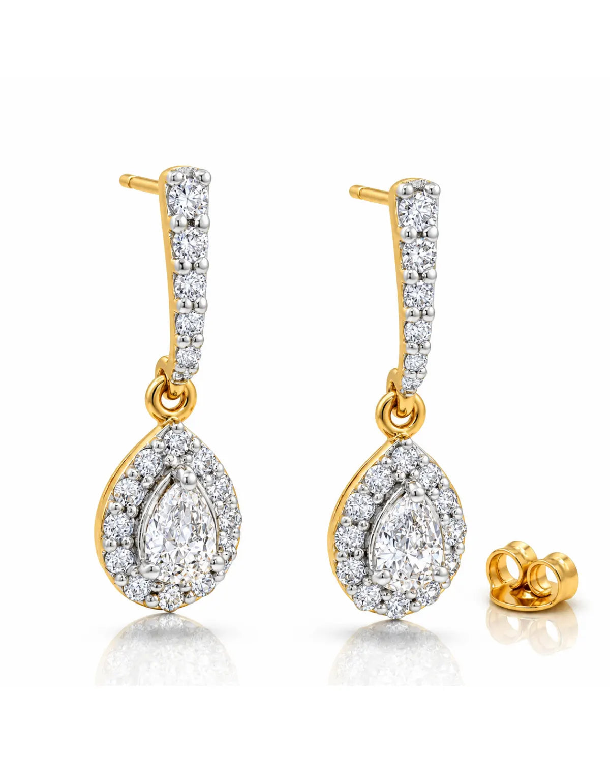 Pear Halo Drop Earrings | Gold Vermeil