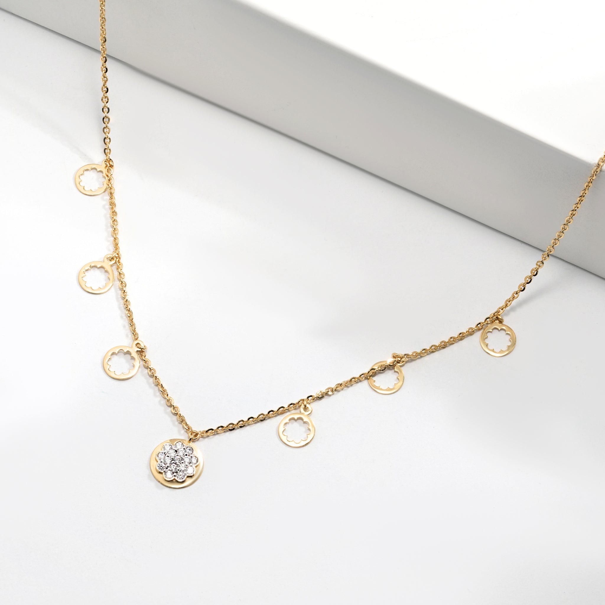 Floral Diamond Charm Necklace