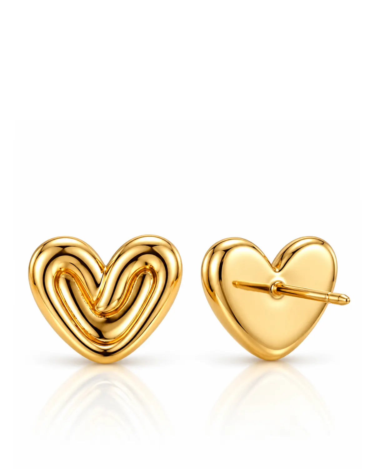 Heart-Shaped Stud Earrings – 18kt Gold Vermeil