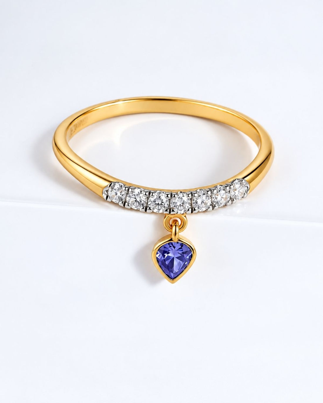 Pear cut pave charm ring | Gold Vermeil