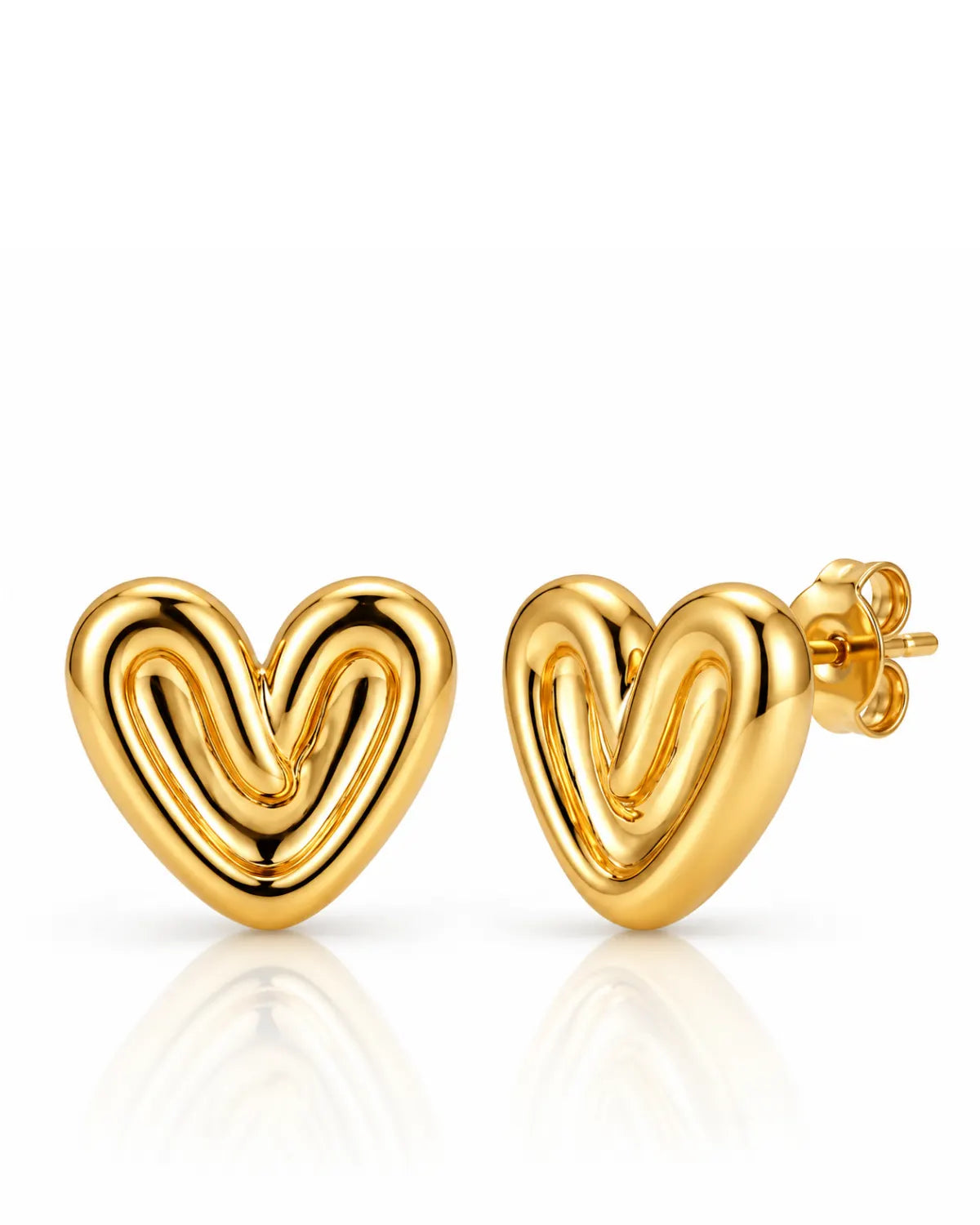 Heart-Shaped Stud Earrings – 18kt Gold Vermeil