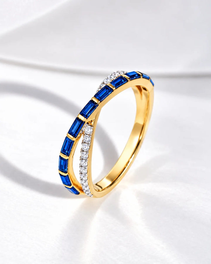 Luna Blue Baguette Ring | Gold Vermeil