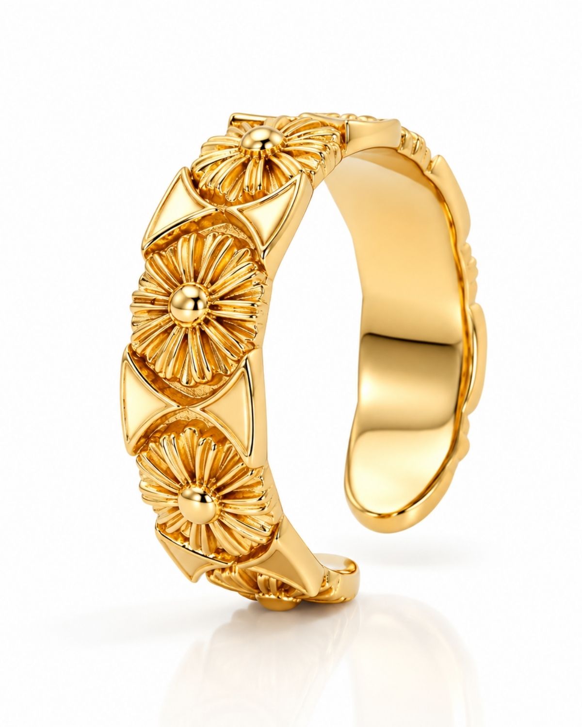 Gold Plated Floral Band Ring