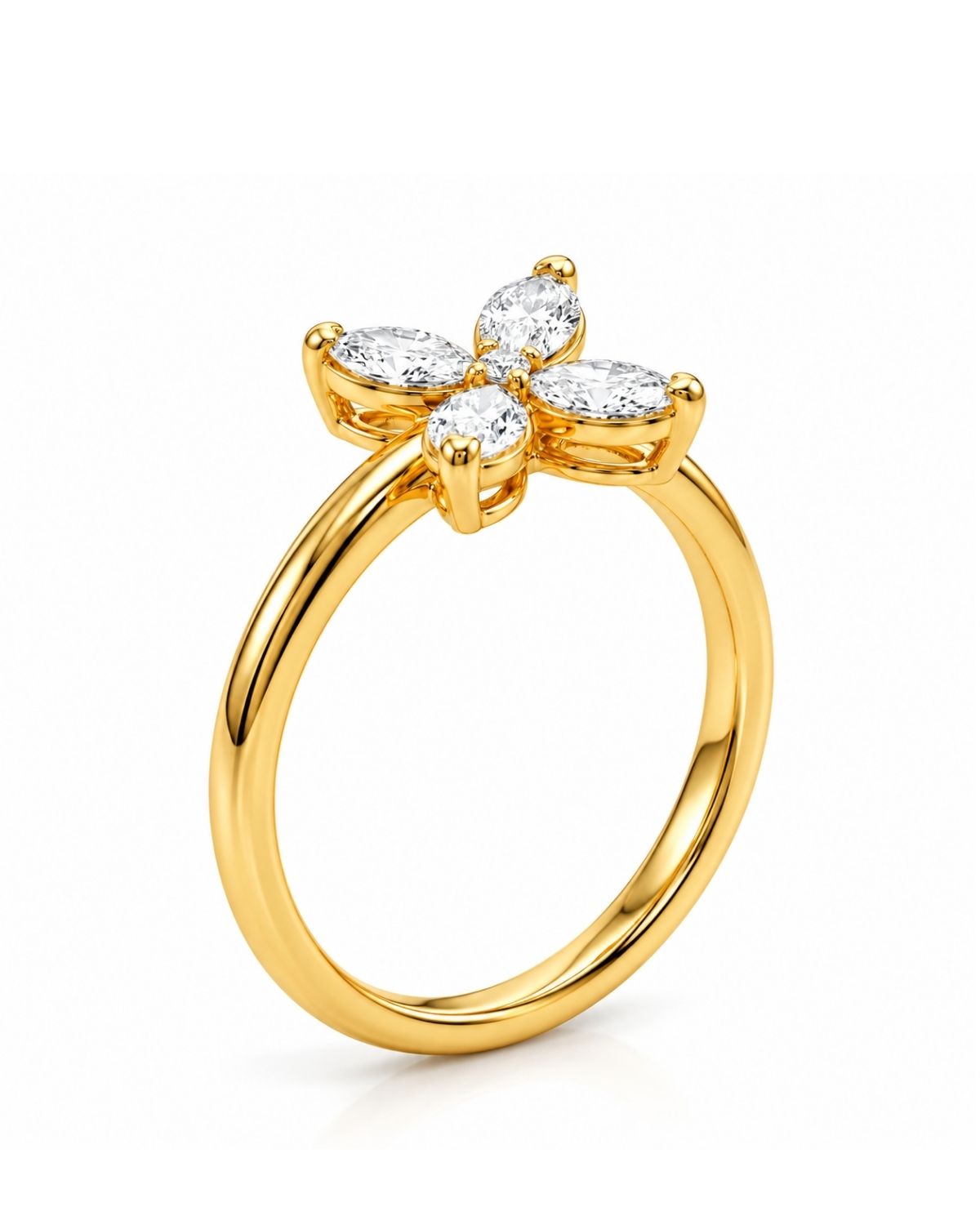 Floral Ring with Moissanite Diamond