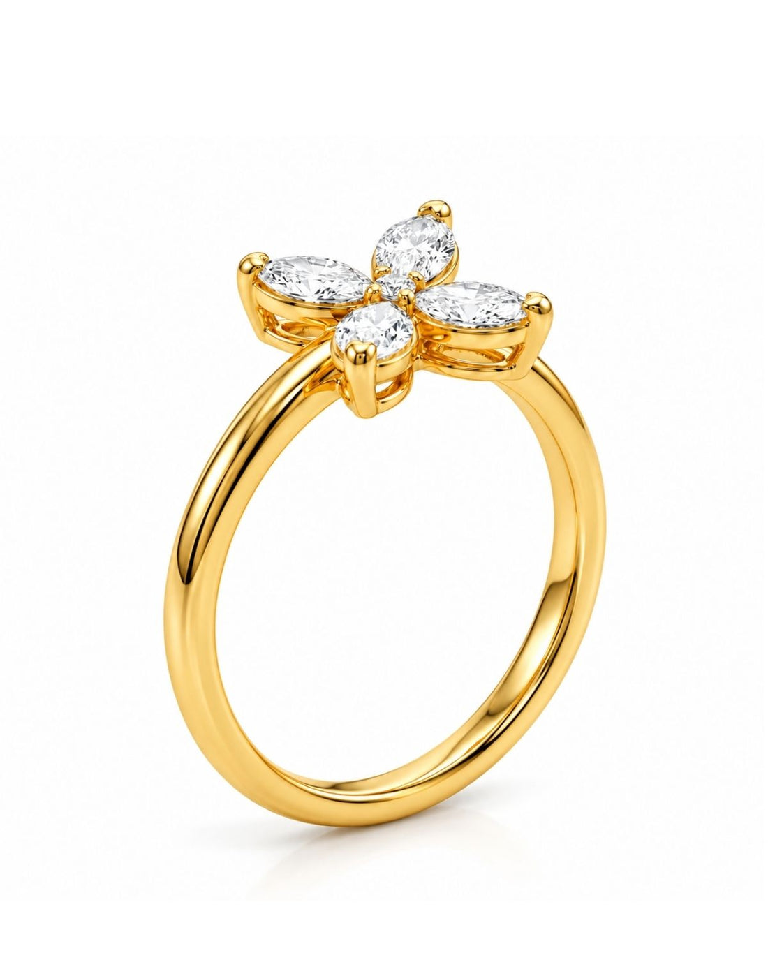 Floral Ring with Moissanite Diamond