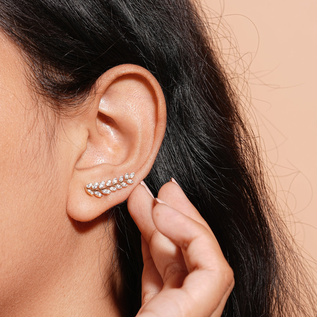 Leafy Diamond Ear Cuff | Gold Vermeil