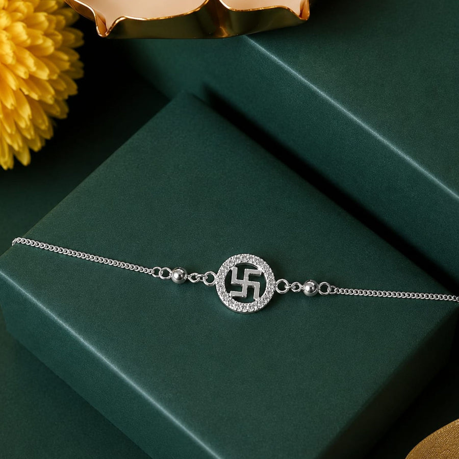 Shubh Swastik Silver Rakhi